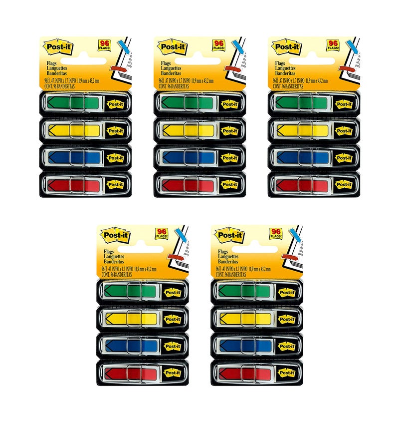 Post-it Arrow Flags, Assorted Primary Colors.47 in. Wide, 24/Dispenser, 4 Dispensers/Pack, (684-ARR3) (5) - Image 1