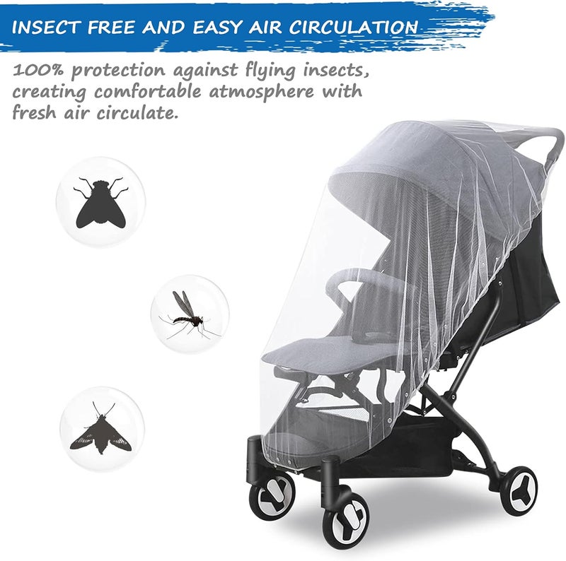 Coldwind Mosquito Net for Stroller2 Pack Baby Mosquito Net for Car Seat Bassinets Cradles Playard Pack N Plays and Portable Mini Crib Baby Insect Netting White - Image 5