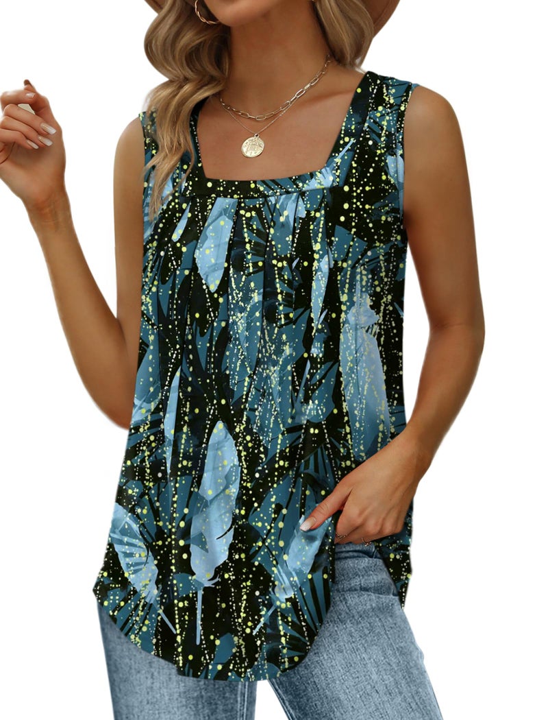 Saloogoe Tank Top for Women Loose Fit Summer Tops Flowy Boho Shirts Beach Vacation Clothes 2026 Floral L - Image 1