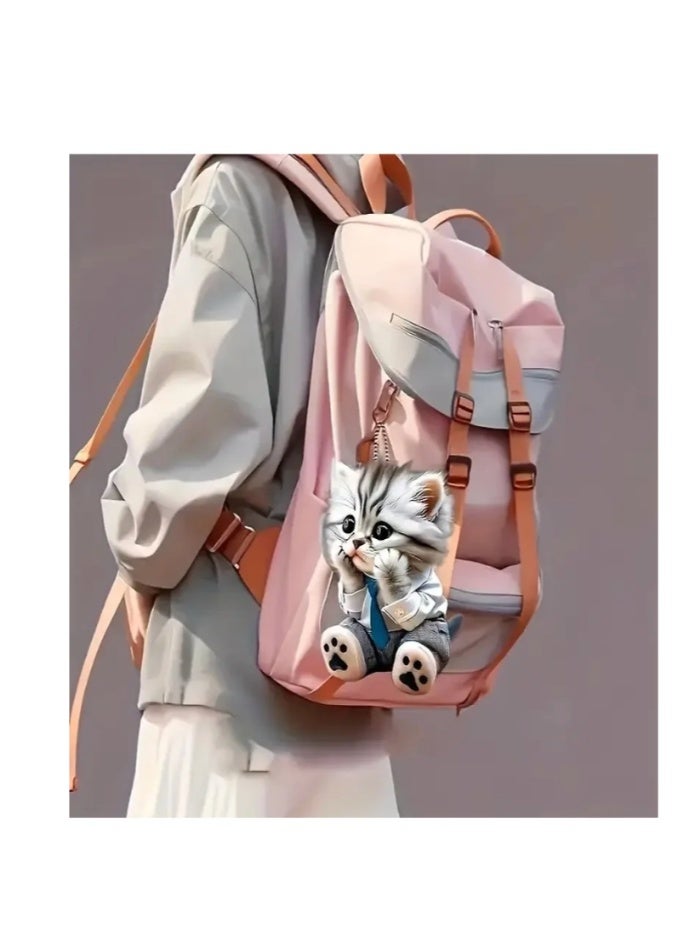 Cute Cat Car Mirror Accessories - Double-Sided Printed Acrylic Charm - Perfect for Car, Keys, Bags - Image 4