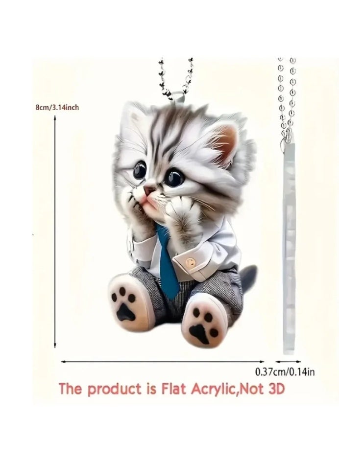 Cute Cat Car Mirror Accessories - Double-Sided Printed Acrylic Charm - Perfect for Car, Keys, Bags - Image 5