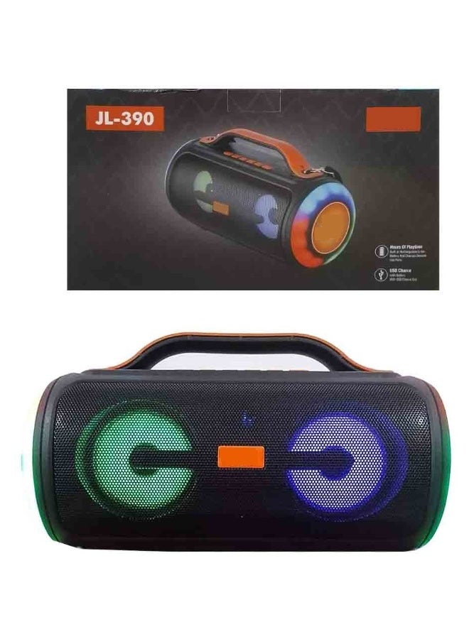 JL-390 Wireless Bluetooth Speaker with AI and Pure Surround Sound, Multi-Color RGB Lighting with Carrying Strap, Multiple Compatibility Modes, FM Radio, Memory, - Image 1