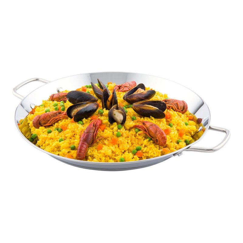 Restaurantware Restaurantware 135 Inch Spanish Paella Pan 1 Induction Ready Paella Pan  HeavyDuty Riveted Handles Silver Stainless Steel Spanish Pan DishwasherSafe Paella Cookware For Homes or Restaurants 