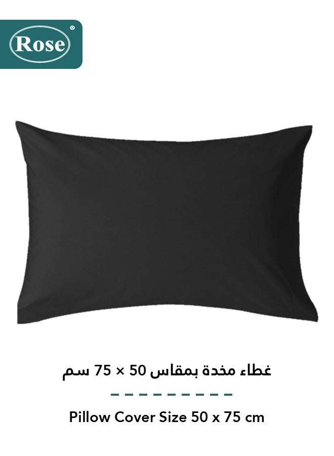 Rose Luxurious Plain Fitted Sheet with Deep Pockets and Pillow Case, Bed Sheet 2-Pieces Set, Soft & Cozy Microfiber Breathable and Cooling, Extra Twin Size 120x200+38 cm, Black - Image 4