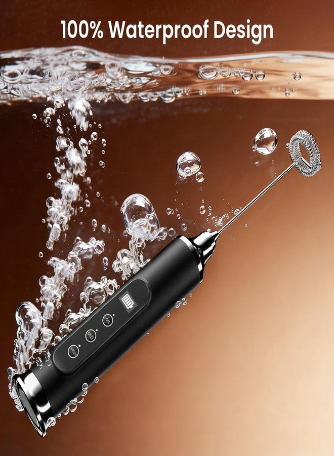 YUSWKO Milk Frother Wand for Coffee, Handheld Coffee Frother, Rechargeable Drink Mixer, Waterproof Electric Whisk, Black - Image 4