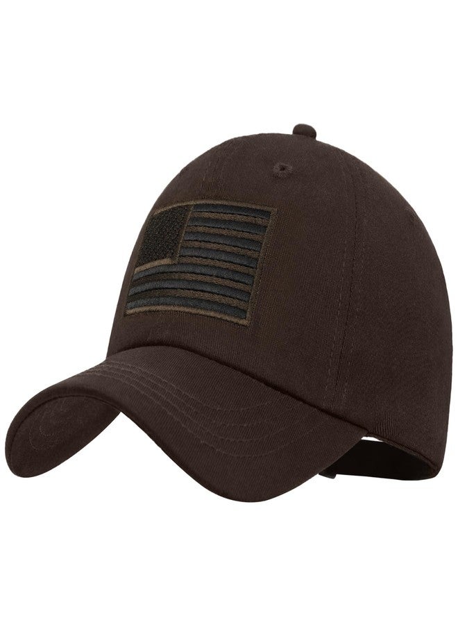 MixYoke American Flag Baseball Cap - Cotton Unstructured Patriotic Hats for Men Women - Low Profile & Adjustable Fit for Daily Wear-Coffee - Image 1