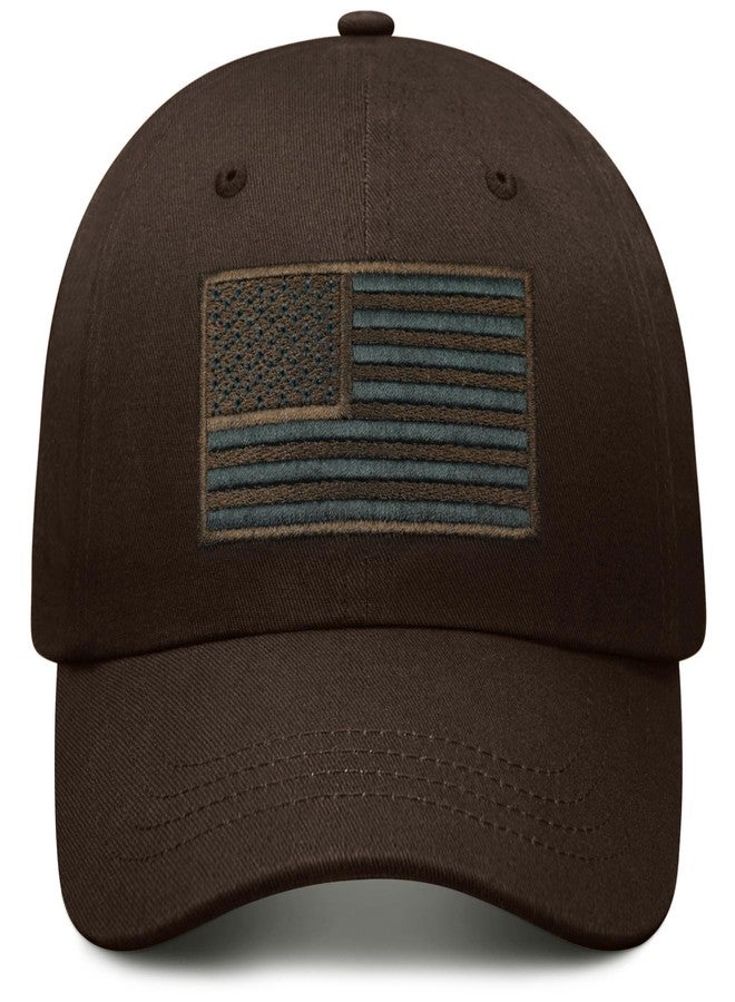 MixYoke American Flag Baseball Cap - Cotton Unstructured Patriotic Hats for Men Women - Low Profile & Adjustable Fit for Daily Wear-Coffee - Image 4