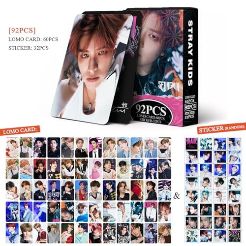 KPOPBP Stray Kids Photocards 60 PCS SKZ Rock Star Album Photo Cards with 32 PCS Stickers KPOP Gift Lomo Cards Merch for SKZ Boys and Girls (SEUNGMIN) - Image 2