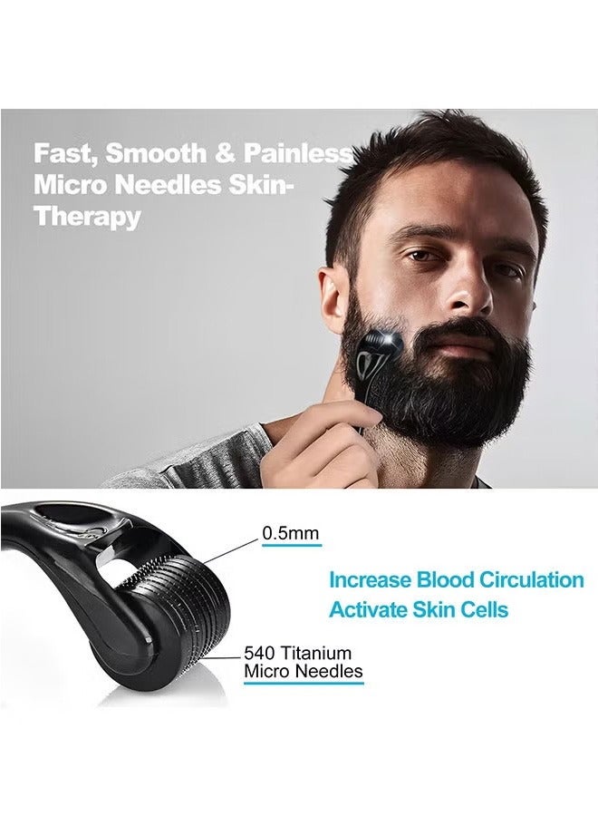 ACECOAT Beard Roller 0.5 mm - 540 Titanium Real Needles for Ultra Beard Growth - More Beard Growth with Beard Roller Beard Roller Face Roller Derma Roller - Microneedle Tool(English Packaging) - Image 4