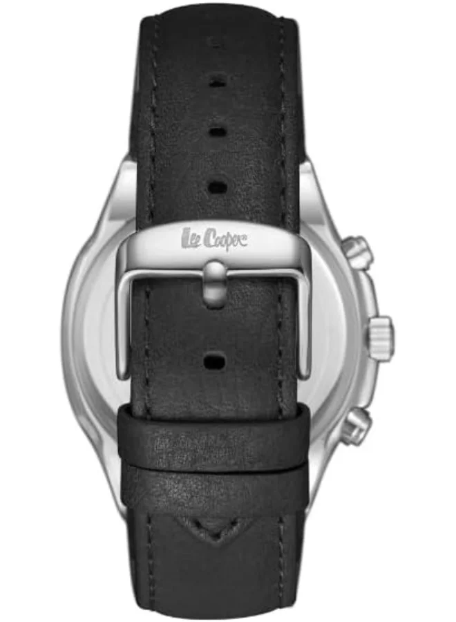 Lee Cooper LEE COOPER Men's VX9JE1 Movement Watch, Multi Function Display and Leather Strap - LC07992.351, Black
