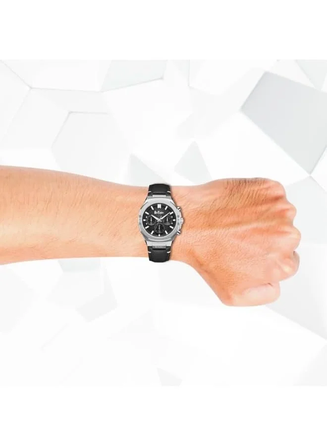 Lee Cooper LEE COOPER Men's VX9JE1 Movement Watch, Multi Function Display and Leather Strap - LC07992.351, Black