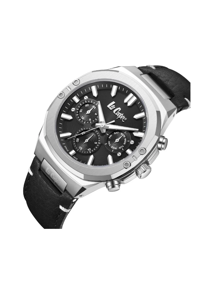 Lee Cooper Lee Cooper LC07992.351 Men's Multi Function Display Watch & Leather Strap Black