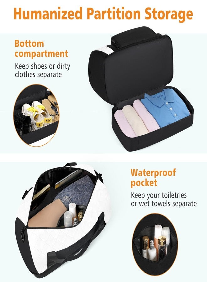 TIBES 'Travel Weekender Bag for Women, Overnight Bag with Shoe Compartment Oversized Travel Duffel Bag Carry On Tote 21''', S-white, L, Travel - Image 2