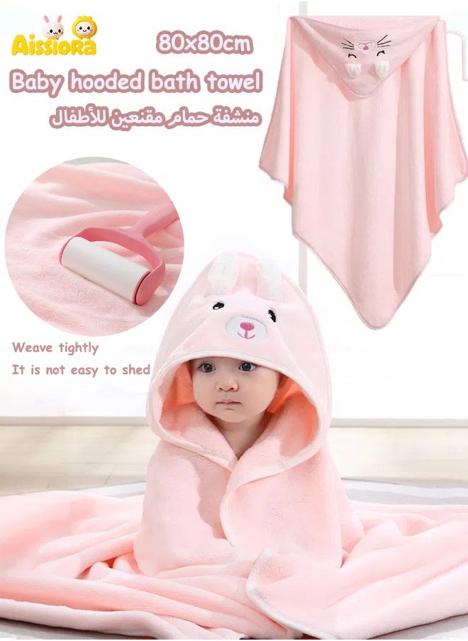 Aissiora Baby hooded bathrobe  Cartoon baby bath towel Baby hooded bath towel Baby bath towels  Coral fleece fabric Children's bath towels Soft and skin-friendly It is not easy to shed Quick drying  - Image 1