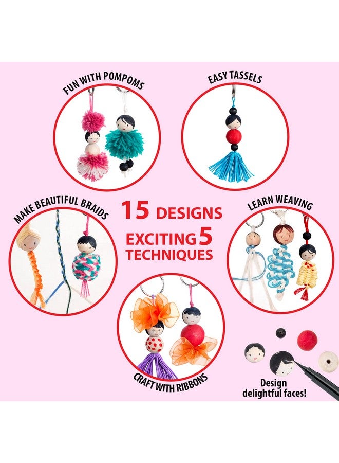 Chalk and Chuckles Make Your Own Keychain Dolls Arts and Crafts Kit for Kids Ages 8-12 Girls & Boys, Make 15 Keychains-Creative Gifts for Kids - Image 3