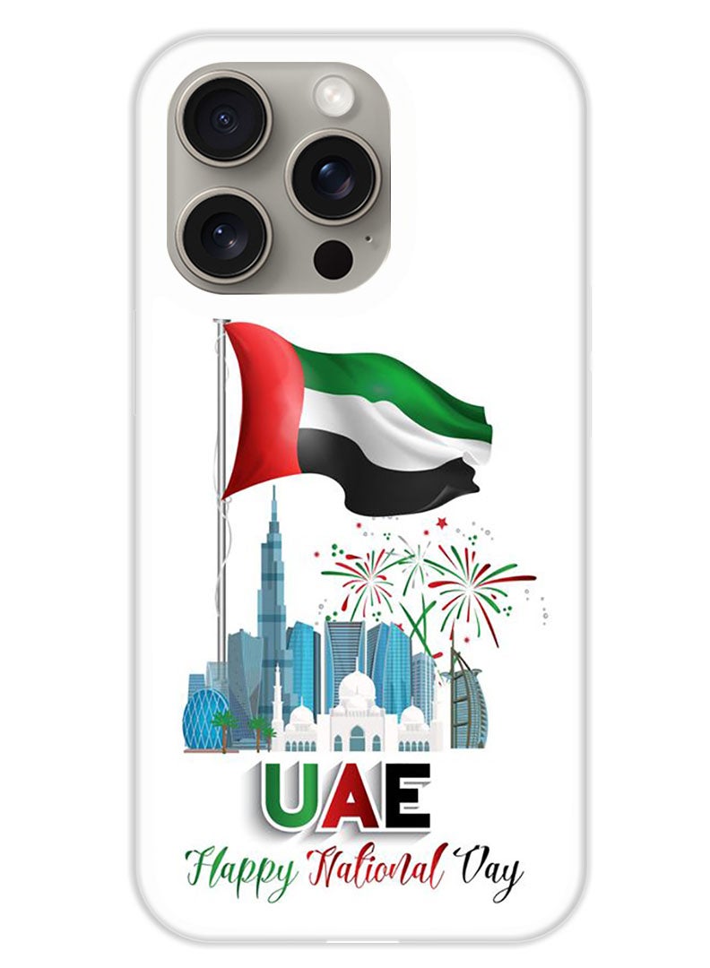 Theodor Protective Case Cover For APPLE IPHONE 15 Pro Max Uae National Day (White Bumper) - Image 1