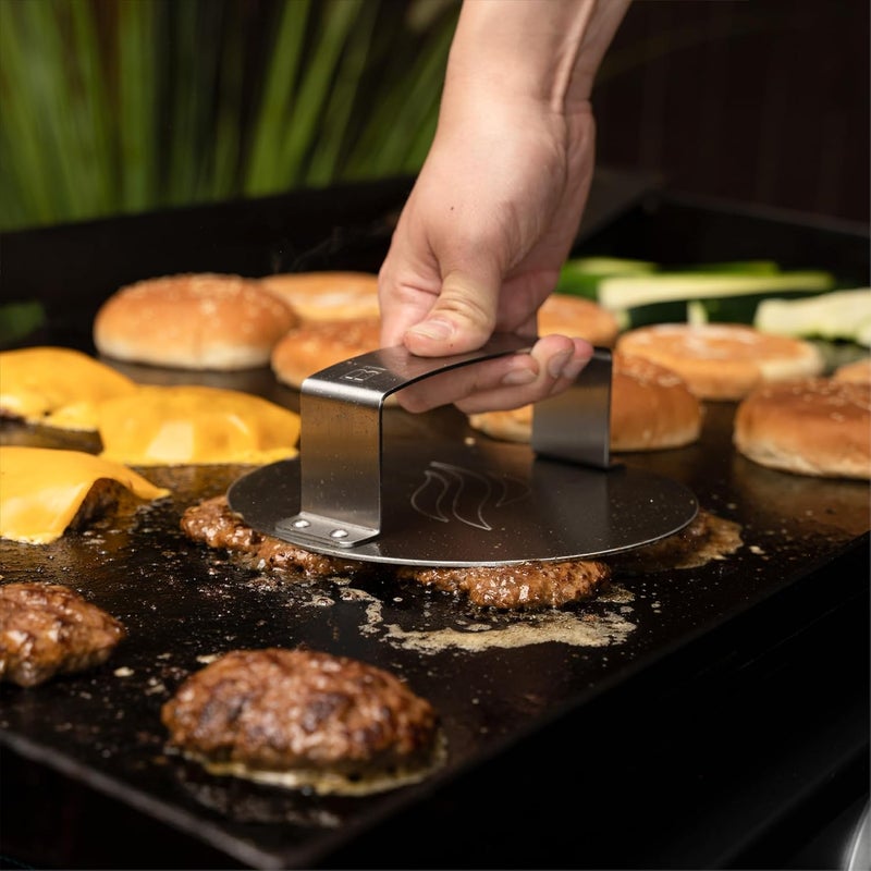 BLACKSTONE Smash & Sear Press – Smash Burger Tool for Griddle, Grill, Hamburger, Meat, Panini, Bacon, Sandwich, Steak – Metal Stainless Steel Food Press & Patty Maker – Meat & Veggie Burger Smasher - Image 4