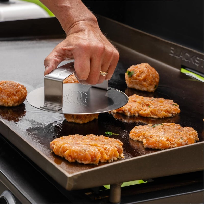 BLACKSTONE Smash & Sear Press – Smash Burger Tool for Griddle, Grill, Hamburger, Meat, Panini, Bacon, Sandwich, Steak – Metal Stainless Steel Food Press & Patty Maker – Meat & Veggie Burger Smasher - Image 5