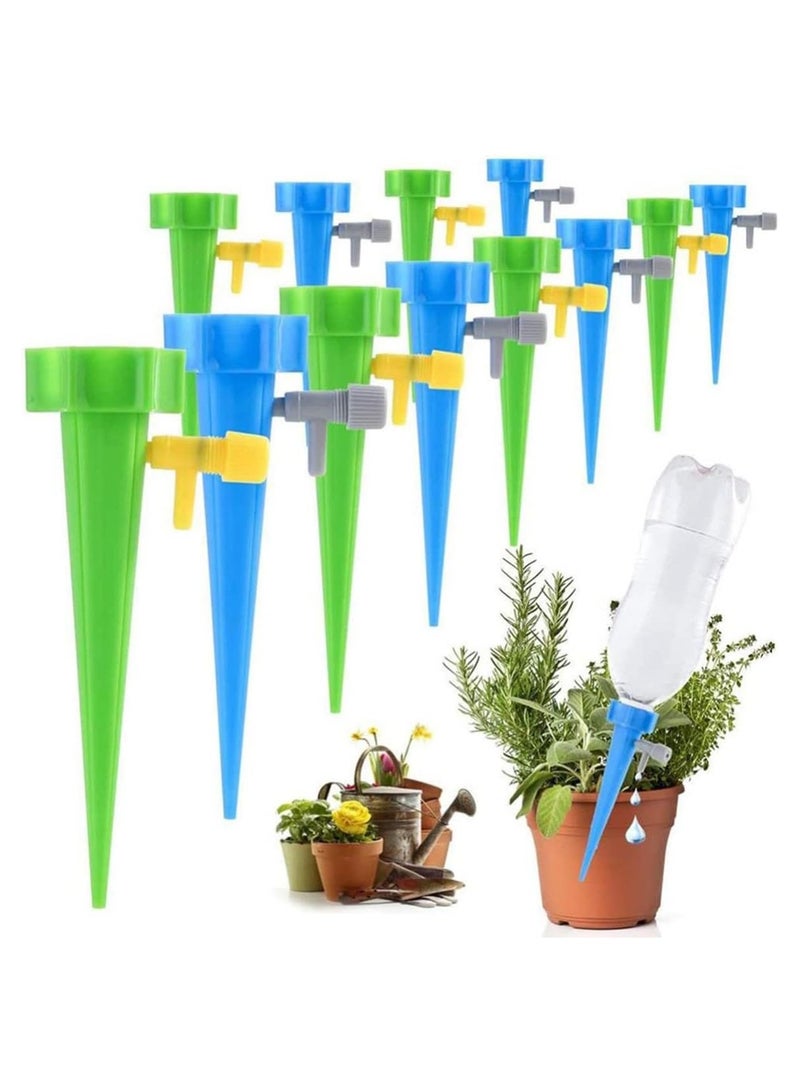 12PCS Automatic Irrigation Drippers with Slow Release Vacation Plant Self Watering Spikes Device Drip Irrigation System with Adjustable Control Valve Switch Design for Garden Plants Indoor Outdoor - Image 1