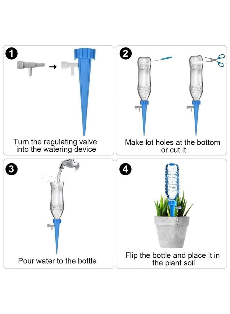 12PCS Automatic Irrigation Drippers with Slow Release Vacation Plant Self Watering Spikes Device Drip Irrigation System with Adjustable Control Valve Switch Design for Garden Plants Indoor Outdoor - Image 2