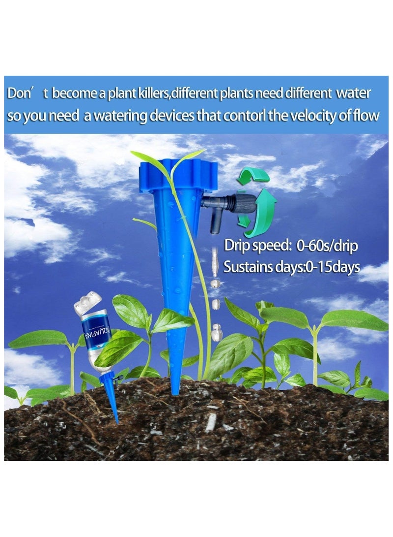 12PCS Automatic Irrigation Drippers with Slow Release Vacation Plant Self Watering Spikes Device Drip Irrigation System with Adjustable Control Valve Switch Design for Garden Plants Indoor Outdoor - Image 4