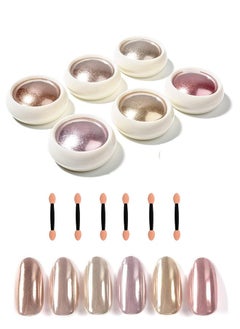Beauenty 6 Colours Rose Gold Chrome Nail Powder Set with 6 Pcs Brushes, Mirror Effect Chrome Pigments, Manicure Powder for Nail Decoration Salon Home DIY Nail Art  - Image 1
