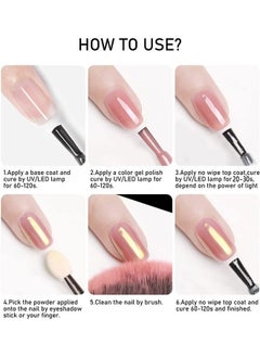 Beauenty 6 Colours Rose Gold Chrome Nail Powder Set with 6 Pcs Brushes, Mirror Effect Chrome Pigments, Manicure Powder for Nail Decoration Salon Home DIY Nail Art  - Image 2