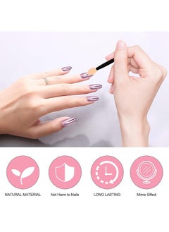 Beauenty 6 Colours Rose Gold Chrome Nail Powder Set with 6 Pcs Brushes, Mirror Effect Chrome Pigments, Manicure Powder for Nail Decoration Salon Home DIY Nail Art  - Image 3