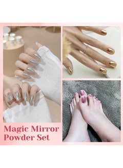 Beauenty 6 Colours Rose Gold Chrome Nail Powder Set with 6 Pcs Brushes, Mirror Effect Chrome Pigments, Manicure Powder for Nail Decoration Salon Home DIY Nail Art  - Image 4