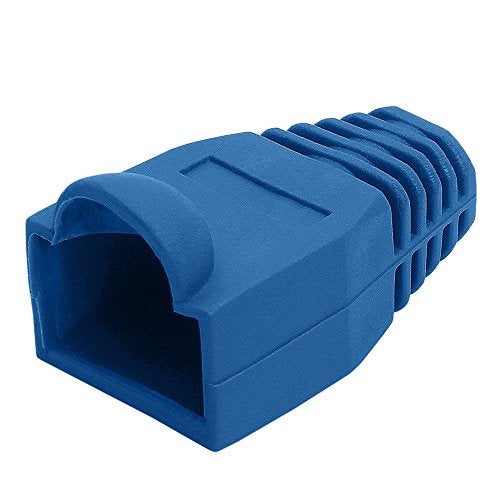 Cmple RJ-45 Strain Relief Boots for CAT5/5E/6 Ethernet LAN Cable Connector Cover Color Blue (Pack of 50) - Image 1