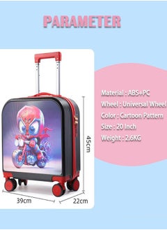 GoldenLike Kids' Luggage,20" Children Travel Suitcase with 3D Transform Pattern Sticker,Kids Carry On Luggage Cute Toddler Suitcase Travel Luggage,Hardside Rolling Suitcase Child Trolley Case for Toddlers Boys Girls  - Image 2