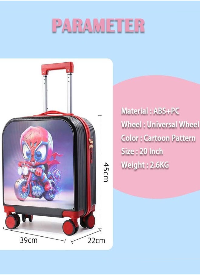 GoldenLike Kids' Luggage,20" Children Travel Suitcase with 3D Transform Pattern Sticker,Kids Carry On Luggage Cute Toddler Suitcase Travel Luggage,Hardside Rolling Suitcase Child Trolley Case for Toddlers Boys Girls  - Image 2