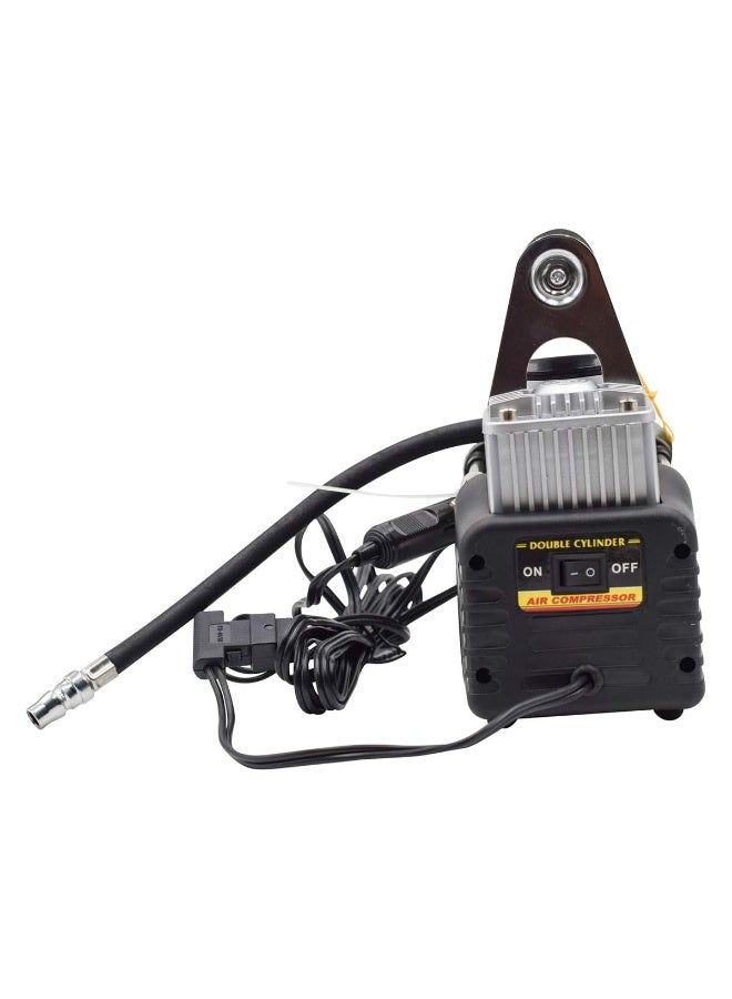 THUNDER Heavy Duty 2 Cylinder Air Compressor 12V DC Portable Tyre Inflator Car Air Pump Dual Cylinder High Power Compressor with Pressure Gauge Air Hose Clamp Set Carry Bag Emergency Roadside Kit for Car SUV Bike Off Road Vehicle - Image 5