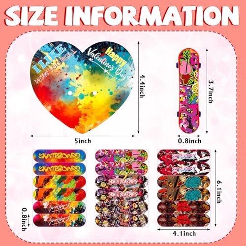 Shappy 48 Sets Valentines Day Mini Finger Skateboards with Cards Valentines Party Favor Mini Fingerboard with Heart Greeting Cards and Twist Ties for Valentines Day Exchange Prizes Gift - Image 5