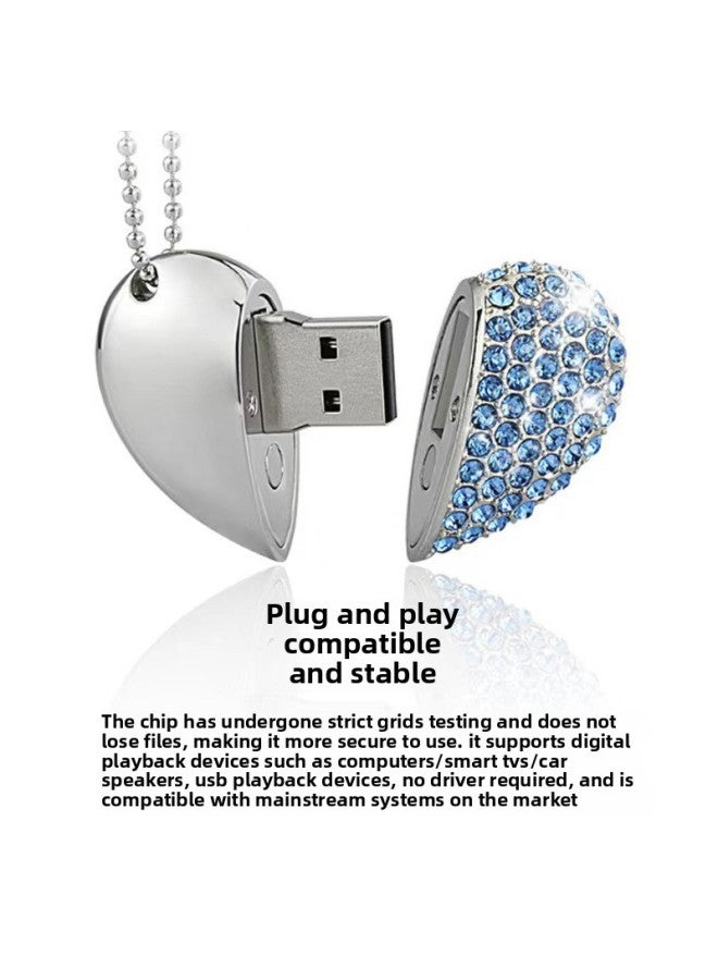 Crystal USB Flash Disk Brick-inlaid Heart-shaped USB Flash Disk 32G Creative Jewelry 64G Brick Gift USB Flash Disk High Speed 3.0logo-Color:Gold-Capacity:2GB - Image 4