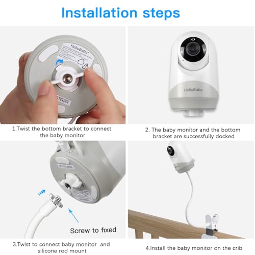 HOLACA Baby Monitor Mount Flexible Twist Stand for Hellobaby HB6550/HB6558/HB65/HB66/HB40/HB248 and Blemil Baby BL9052-2,JUAN2215 and VTimes302 Babymonitor Camera Other with 1/4Threaded Hole,ClipMount - Image 5