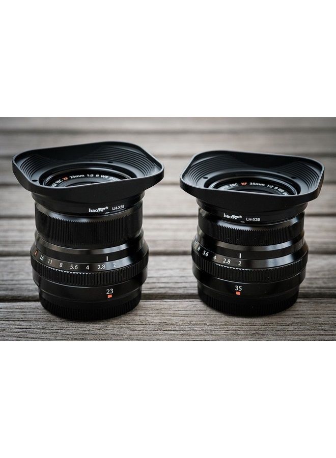 Haoge LH-X35 Bayonet Square Metal Lens Hood for Fujifilm Fuji Fujinon XF35mmF2 XF 35mm f/2 R WR and XF23mmF2 XF 23mm f2 R WR Lens on X-Pro3 X-Pro2 X-T4 X-T3 X-T30 X-T20 Replace LH-XF35-2 - Image 1