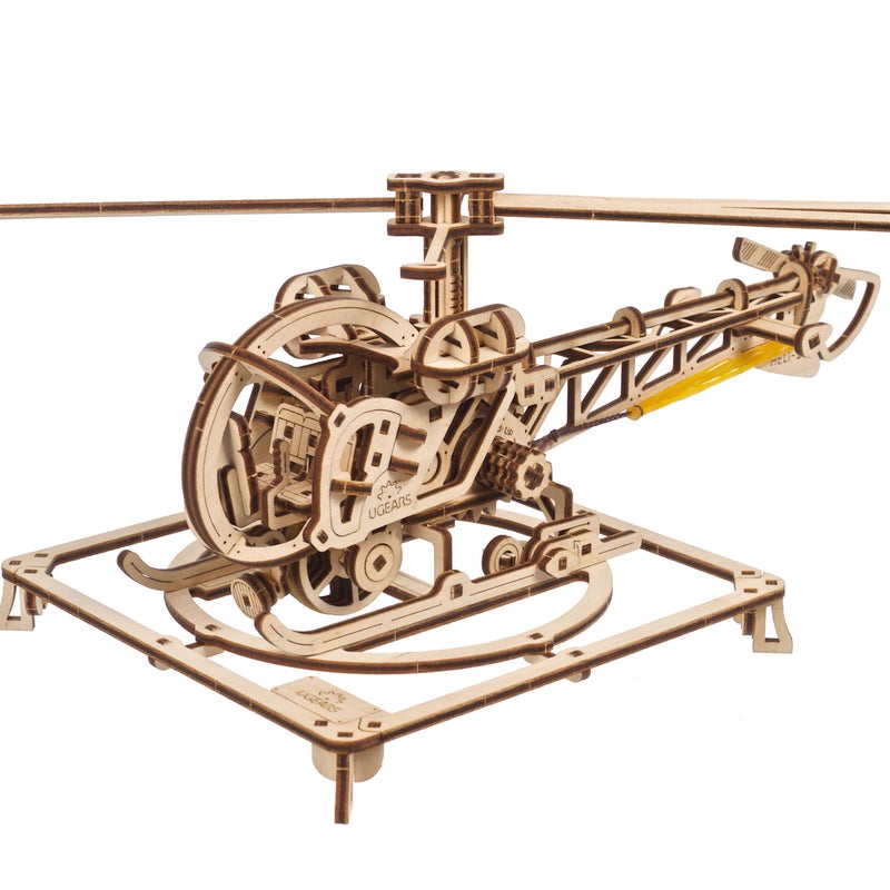 UGEARS Wooden 3D Puzzles for Adults - Easy Mini Helicopter Model Kit â€“ Experience Aerial Innovation with Mechanical Puzzles DIY Kits for Adults - Ideal for Hobbyists, Aviation Enthusiasts - 167 Pcs - Image 1