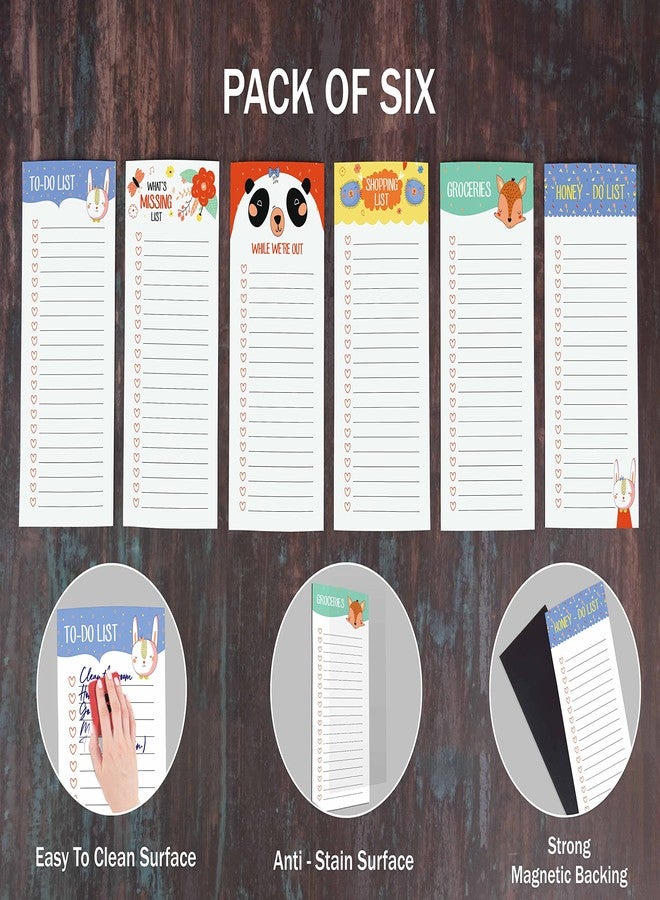 Inkdotpot Pack of 6 Funny Magnetic Dry Erase List For Fridge, Wipe Clean w/NoStain, Quick Notes Shopping & Grocery List Whiteboard for Fridge, 8.75" x 3.8"(Cute Animals) - Image 5