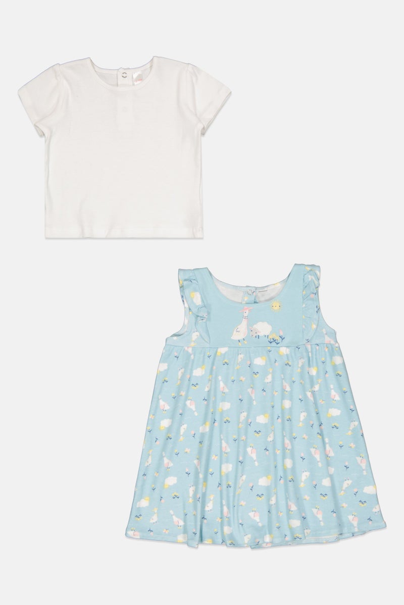 Lily & Jack Toddlers Girl 2 Pieces Allover Printed Dress And Tee Set, White  - Image 2