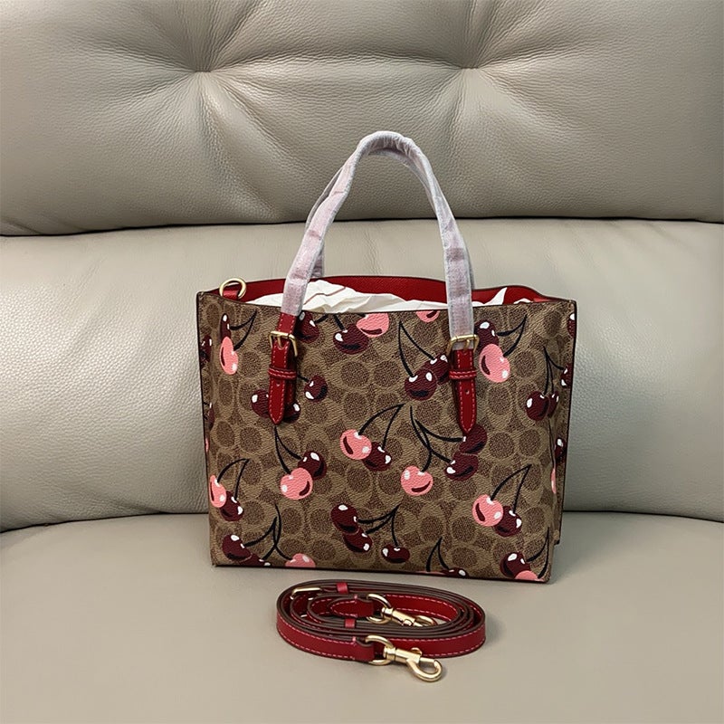 Ole Bag Women'S Classic Coated Cherry Print Tote Handbag Mollie Tote Shoulder Crossbody Bag - Image 3