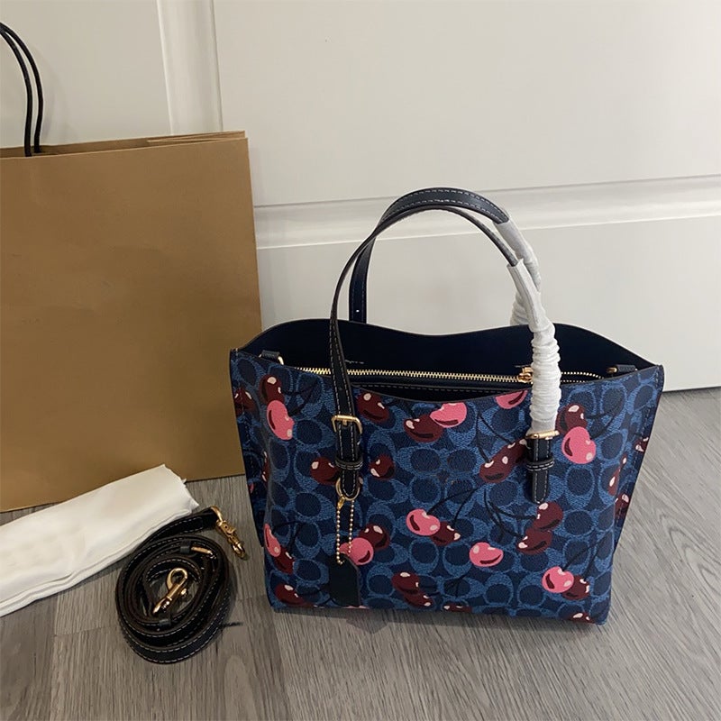 Ole Bag Women'S Classic Coated Cherry Print Tote Handbag Mollie Tote Shoulder Crossbody Bag - Image 1