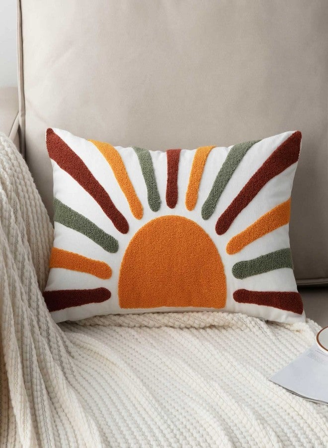 FAVDEC Embroidered Bohemian Style Sun Decorative Throw Pillow Cover, Lumbar Boho Sun Pillow Cover 12 Inches x 20 Inches Cover Only - Image 1