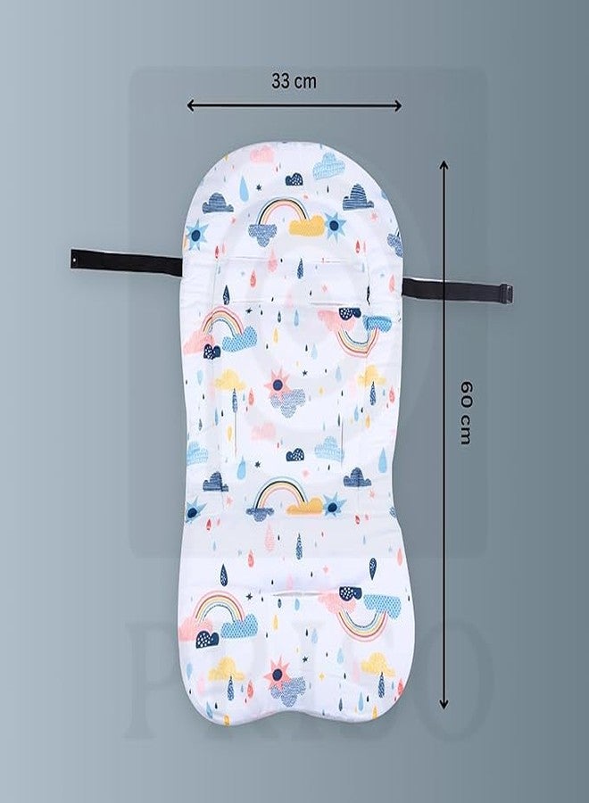 PRISO Newborn Pushchair Stroller High Chair Soft Cushion Dining Chair Liner Non-Slip Mat Pillow Breathable Protector Soft Seat Suede Fabric, Cotton Rainbow Design Cushion. - Image 2