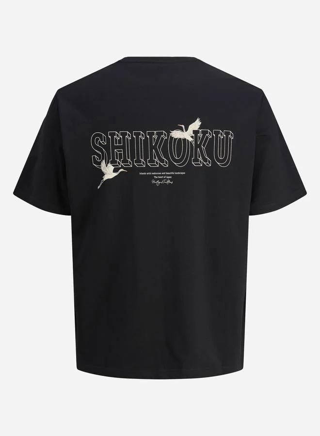 JACK & JONES Black Relaxed Fit Back Print T-Shirt