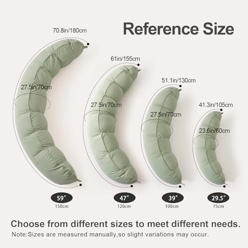Ailuteie Peallow(Pat. Pend) – Long Round Body Pillow for Adults, Bolster Pillow for Sleeping, Soft and Supportive Pillow for Sleeping & Lumbar Support (Celadon Green, 29.5") - Image 2