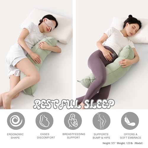 Ailuteie Peallow(Pat. Pend) – Long Round Body Pillow for Adults, Bolster Pillow for Sleeping, Soft and Supportive Pillow for Sleeping & Lumbar Support (Celadon Green, 29.5") - Image 5