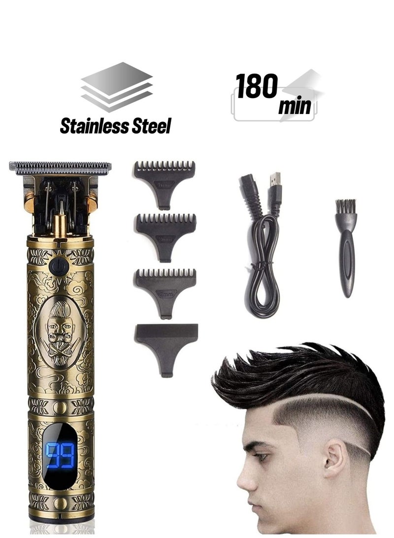 Professional Hair Trimmer, T Blade Trimmer Zero Gapped Baldhead Hair Clippers for Men Beard Shaver Cordless Rechargeable Hair & Beard Trimmer LED Display - Image 1