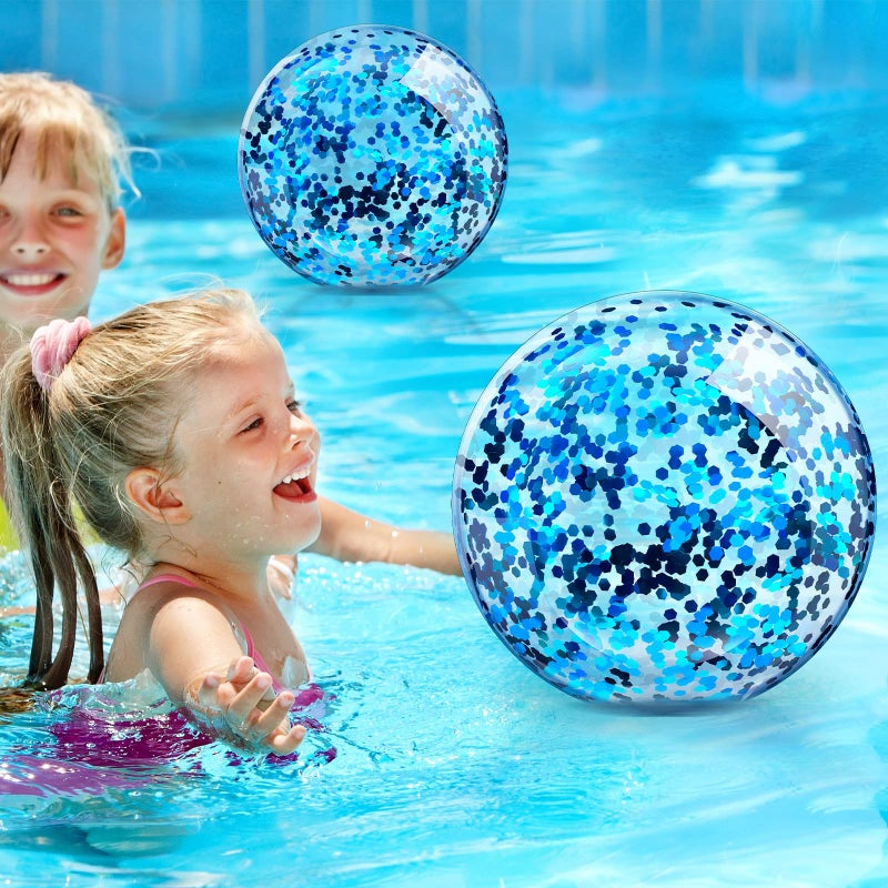 Zhanmai 20 Pieces 8 Inch Mini Glitter Beach Balls Bulk Clear Inflatable Pool Beach Ball for Summer Party Favors for Pool and Decorations(Blue) - Image 5