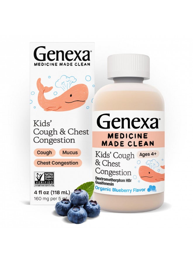 Genexa Genexa Kids Liquid Cough & Chest Congestion Medicine | Multi-Symptom Congestion Relief | Organic Blueberry Flavor | 4 Fluid Ounces  - Image 1